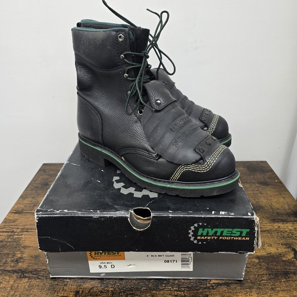 NEW Hytest 8" Super Guard Steel Toe Safety Work Boot Size 9.5D EH Leather Black